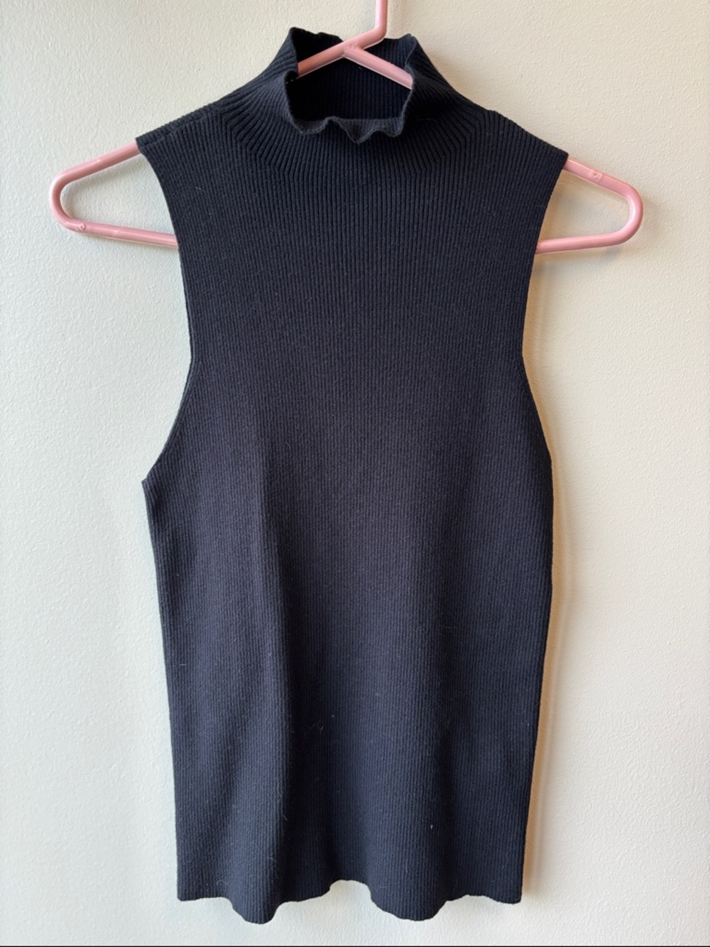 Anthropologie Maeve Black Sleeveless Ribbed Mock-Neck Tank